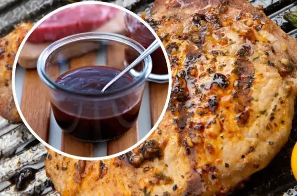 Soczysty schab z grilla, polany aromatycznym sosem BBQ. Idealny na letnie popołudnie.